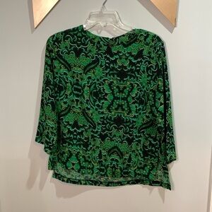 H&M, green Paisley pattern three-quarter length sleeve blouse